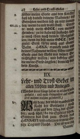 IIX. Lehr- und Trost- gebet in allen Nöthen und Anliegen.