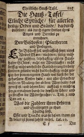 Die Hauß-Tafel / Etliche Sprüche / für allerley heilige Orden und Stände / [...]