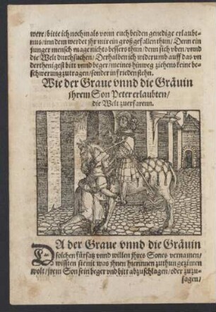 Wie der Grave unnd die Grävin ihrem Son Peter erlaubten/ die Welt zu erfarenn.