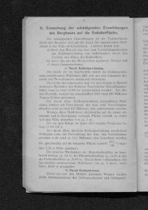II. Entstehung der schädigenden Einwirkungen des Bergbaues auf die Erdoberfläche.