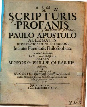 De scripturis profanis a Paulo Apostolo allegatis diss. philol.