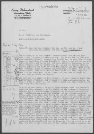 Haberschlacht: Visitationsbericht mit Pfarrbericht 1962