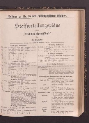 Beilage zu Nr. 18 der "Pädagogischen Woche"