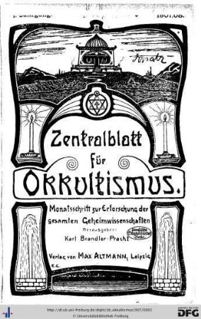 1: Zentralblatt für Okkultismus: Monatsschrift zur Erforschung der gesamten Geheimwissenschaften
