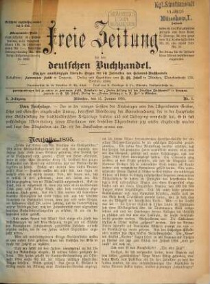 Freie Zeitung für den deutschen Buchhandel : einziges unabhängiges liberales Organ für die Interessen des Gesamt-Buchhandels. 1895