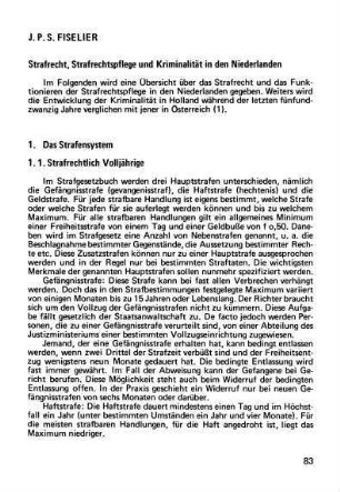 83-107, Strafrecht, Strafrechtspflege und Kriminalität in den Niederlanden