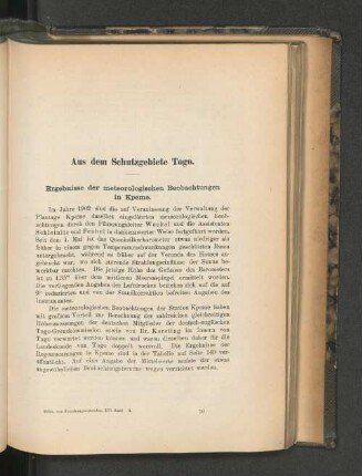 Ergebnisse der meteorologischen Beobachtungen in Kpeme.