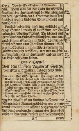 Cap. V. Von dem fünfften Tagewerck Gottes, ...