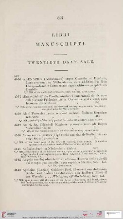 Twentieth day´s sale (Nr. 4536 - 4632)
