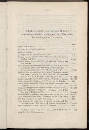 Inhalt des ersten und zweiten Heftes