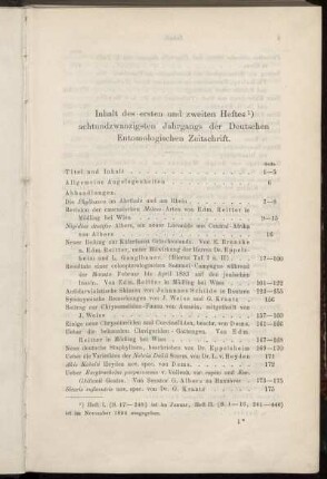 Inhalt des ersten und zweiten Heftes
