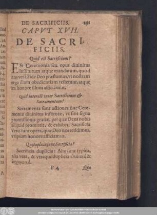 Caput XVII. De Sacrificiis.