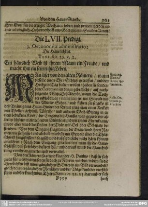Die LVII. Predigt. 3. Oeconomiae administratio: Die Häuslichkeit