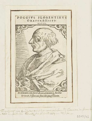 Bildnis Pogius, aus: Paolo Giovio, "Elogia", Basel 1577