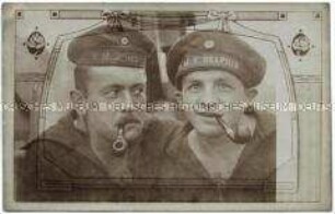 Paul Kittelmann und Matrose in Uniform der SMS Delphin