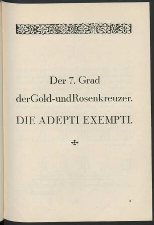Der 7. Grad der Gold- und Rosenkreuzer. Die Adepti Exempti.