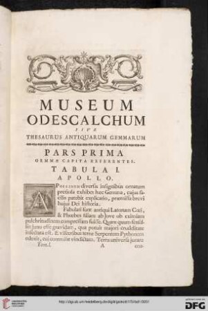 Museum Odescalchum sive thesaurus antiquarum gemmarum. Pars prima. Gemme capita referentes.