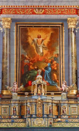 Frankreich. Bretagne. Finistere. Sizun. Kirche. Hauptaltar. Detail