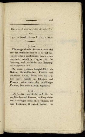 Drey und zwanzigster Abschnitt. Von den männlichen Genitalien