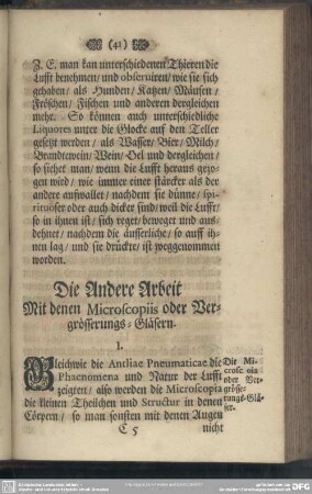 Die Andere Arbeit, Mit denen Microscopiis oder Vergrösserungs-Gläsern