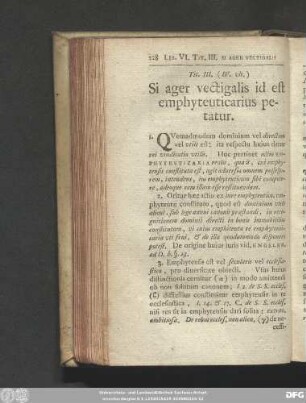 Tit. III. (IV. ult.) Si ager vectigalis id est emphyteuticarius petatur.