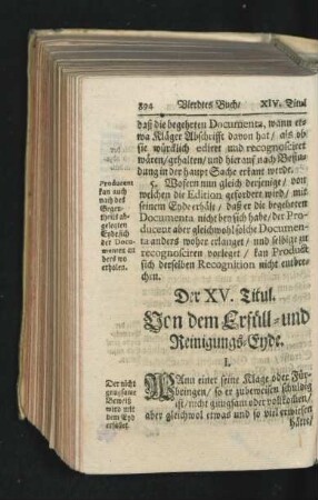 Der XV. Titul. Von dem Erfüll- und Reinigungs-Eyde.