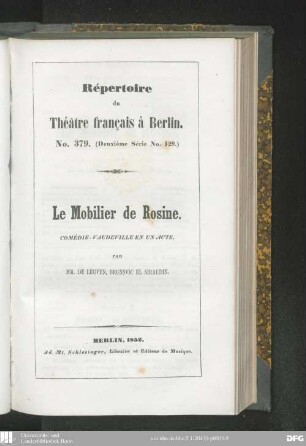 Le mobilier de Rosine : comédie-vaudeville en un acte