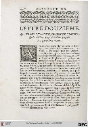 Lettre douziéme: Qui traite du gouvernement de l'Égypte