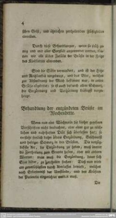 Behandlung der entzündeten Brüste im Wochenbette