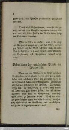 Behandlung der entzündeten Brüste im Wochenbette