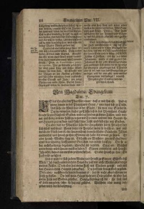 Von Magdalena/ Evangelium Luc. 7.