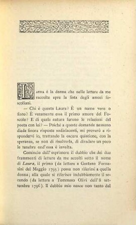 Gli amori di Ugo Foscolo nelle sue lettere : Ricerche e studi di Giuseppe Chiarini, 1. Studio storico critico