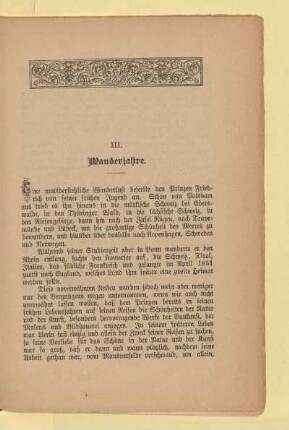 III. Wanderjahre