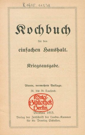 Kochbuch für den einfachen Haushalt