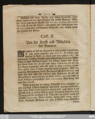 Cap. II. Von der Krafft und Würckung des Brunnens.