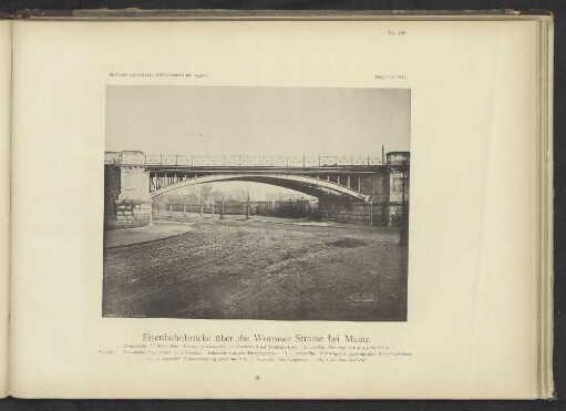 Eisenbahnbrücke über die Wormser Strasse bei Mainz.