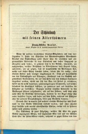 Schriften des Württembergischen Alterthums-Vereins. 1,5, Der Schönbuch mit seinen Alterthümern