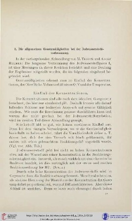 1. Die allgemeinen Gesetzmäßigkeiten bei der Jodwasserstoffverbrennung