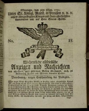 No. 18. Montags, den 3ten May, 1751.