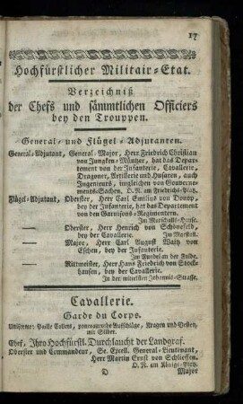 Hochfuerstlicher Militair-Etat