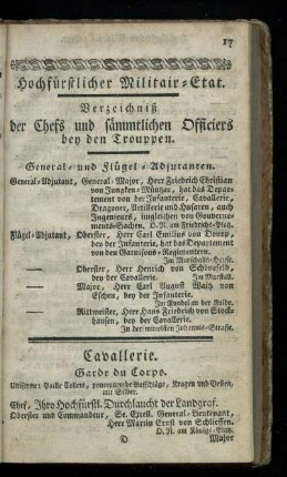 Hochfuerstlicher Militair-Etat