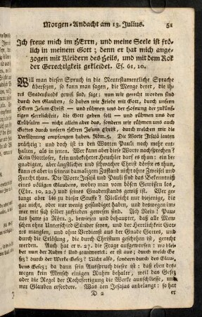 51-62, Morgen-Andacht am 13. Julius. - Abend-Andacht am 15. Julius.