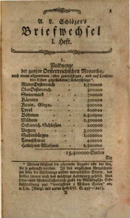 August Ludwig Schlözer's ... Briefwechsel meist historischen und politischen Inhalts. 1