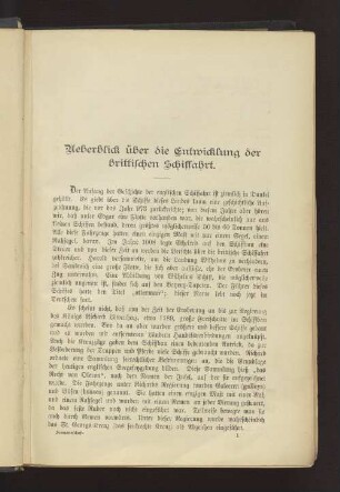 Ueberblick über die Entwicklung der brittischen Schiffahrt