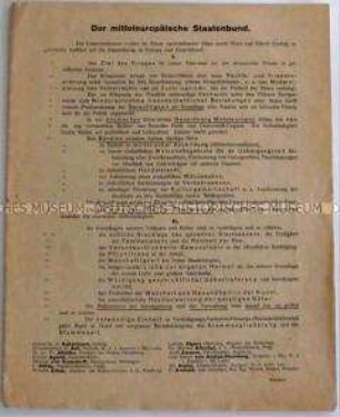 Sonderdruck zu den Überlegungen einer Gruppe von Persönlichkeiten über die Neugestaltung Europas nach dem 1. Weltkrieg mit einer Liste der Unterzeichner