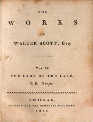 The Works of Walter Scott, Esq., 4. The lady of the lake ; p. 2