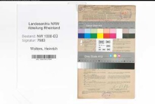 Entnazifizierung Heinrich Wolters, geb. 02.03.1892 (Lehrer)