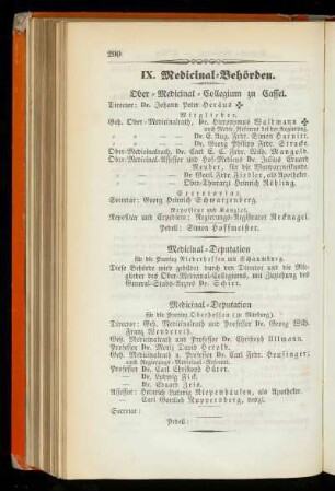 IX. Medicinal=Behörden.