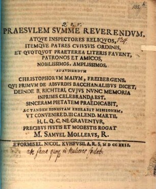 Praesulem summe reverendum ... ad audiendum Christophorum Maium ... invitat : [Disquirens, an fama quoque in mulieres cadat?]