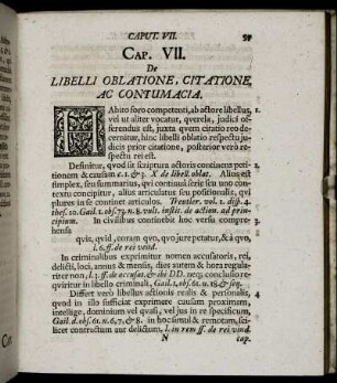 Cap. VII. De Libelli Oblatione, Citatione, Ac Contumacia.